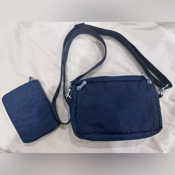 Kipling Convertible Navy Blue Crossbody Bag and Waist Bag with matching wallet - Picture 2 of 8